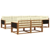 vidaXL Set de canapele de exterior cu pernă 7 pcs Natural și Crem 3382633
