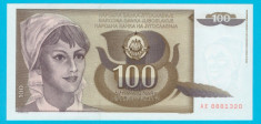 Iugoslavia 100 Dinara 1991 UNC seria AE 8881320 foto