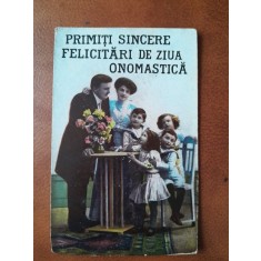 Carte postala, felicitare de zi onomastica, perioada interbelica