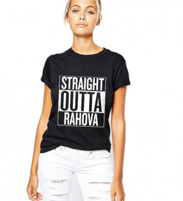 Tricou dama negru - Straight Outta Rahova - L foto