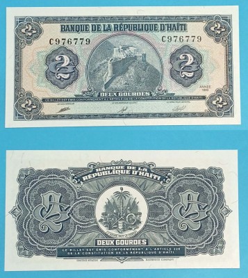 Haiti 2 Gourdes 1990 &amp;#039;Citadelle Laferri&amp;egrave;re&amp;#039; UNC serie: C976779 p#254 foto