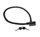 Antifurt Bicicleta Leoshi, Cablu Otel 6mm x 650mm, Negru, Blocare Cheie
