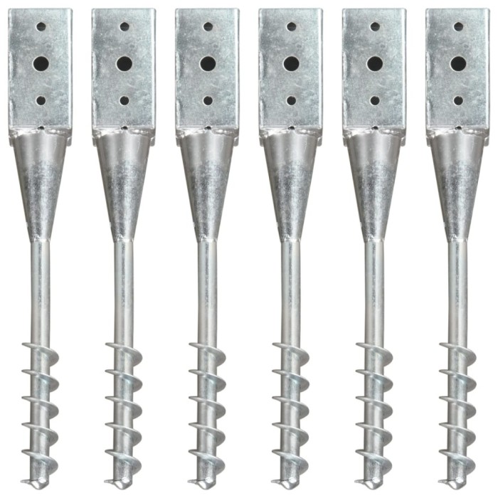 Gossi tarusi de sol, 6 buc., argintiu, 7x7x56 cm, otel galvanizat