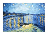 Cumpara ieftin Tablou celebru pictat manual, Noapte instelata peste Ron, 100x70cm ulei pe panza, reproducere Vincent van Gogh
