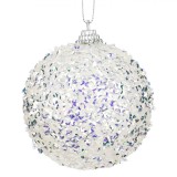 Ornament Brad Crăciun, Glob Tinsel Irizat, Spumă, Alb, 8cm, Oem
