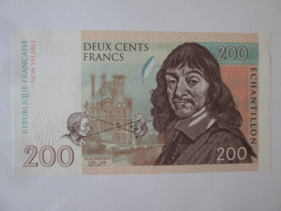 Franța 200 Francs 2015 UNC,bancnotă specimen emisiune privată Gabris ed.limitată foto