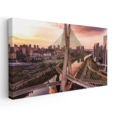 Tablou Podul Octavio Frias de Oliveira Sao Paulo Brazilia Tablou canvas pe panza CU RAMA 60x120 cm foto