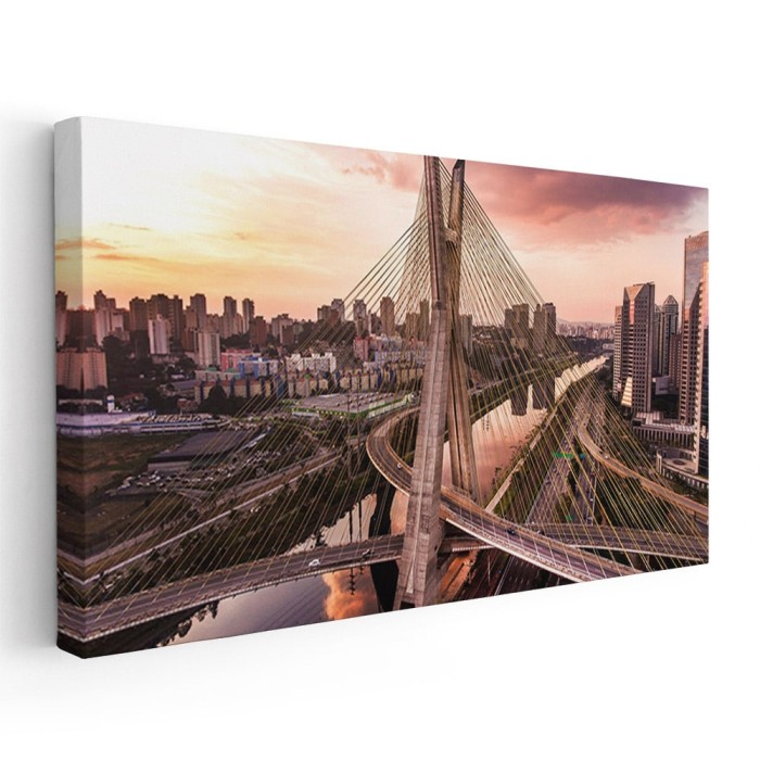 Tablou Podul Octavio Frias de Oliveira Sao Paulo Brazilia Tablou canvas pe panza CU RAMA 60x120 cm