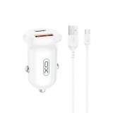 Incarcator Auto Cu Cablu USB-C XO Design CC69, 30W, 3A, 1 x USB-A - 1 x USB-C, Alb