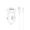 Incarcator Auto Cu Cablu USB-C XO Design CC69, 30W, 3A, 1 x USB-A - 1 x USB-C, Alb