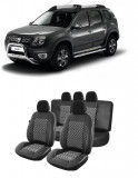 Cumpara ieftin Set huse scaune compatibile Dacia Duster 2010-2017 Piele + Textil (Compatibile cu sistem AIRBAG)
