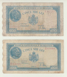 ROMANIA - LOT 5000 LEI 1944 + 5000 LEI 1945 , UZATE , MIHAI I , B1.153