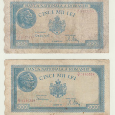 ROMANIA - LOT 5000 LEI 1944 + 5000 LEI 1945 , UZATE , MIHAI I , B1.153