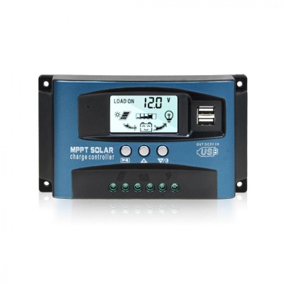 Controller solar, MPPT, PWM, 60A, 750W/12v 750W/24V, Dual USB, LCD display foto