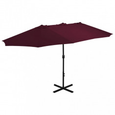 Umbrelă soare exterior, stâlp aluminiu, roșu bordo, 460x270 cm