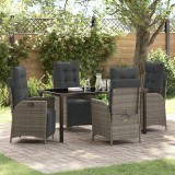 vidaXL Set de dining pentru grădină din 5 piese din rattan poliratan gri