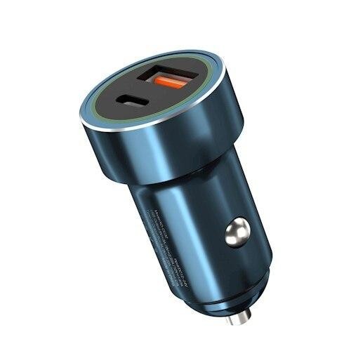 Incarcator auto XO CC32, USB/USB-C, Quick Charge 3.0, Power Delivery 18W, Albastru