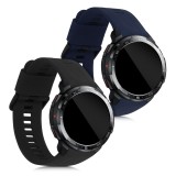Set 2 curele pentru Honor Watch GS Pro, Silicon, Negru / Albastru, 53585.01, Kwmobile