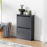 Pantofar metalic gri Sokndal cu 2 clape pentru 4 perechi [en.casa]