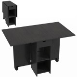 HOMCOM Masă pliantă pentru sufragerie, masă de bucătărie extensibilă pentru 2 p&acirc;nă la 4 persoane, 2 abătătoare, 120 x 72 x 75 cm, negru | Aosom Romani
