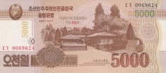 Bancnota Coreea de Nord 5.000 Won 2013 - PCS18 SPECIMEN ( comemorativa - vezi descriere )