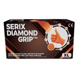 Cutie 50x Manusi Nitril, Serix, Grip, Rezistente la Perforare si Chimicale, Nepudrate, Diamantat Texturate, Portocalii, Marimea XL