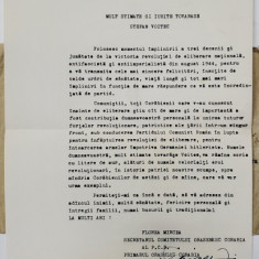 SCRISOARE DE FELICITARE DESTINATA LUI STEFAN VOITEC , VICEPRESEDINTE AL CONSILIULUI DE STAT AL R.S.R. , 1979