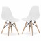 Set 2 Scaune Acerenza, Stil Scandinav cu Picioare din Lemn de Fag, Cadru Metalic, Sezut PP, Maxim 120 Kg, 46 x 54 x 82 cm, Alb