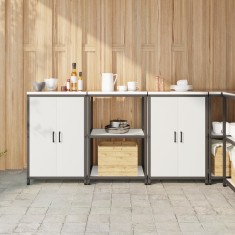 vidaXL Set de depozitare pentru bucătărie 3 pcs Alb 180 x 50 x 92 cm