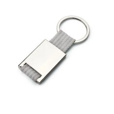 Breloc din metal si chingi, 28 x 60 x 6 mm, gri