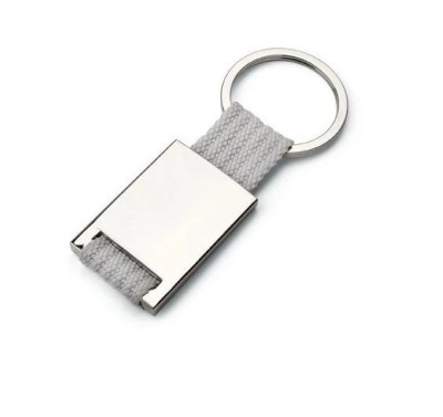 Breloc din metal si chingi, 28 x 60 x 6 mm, gri foto