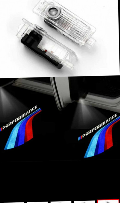 Set 2 Holograme LED cu LOGO BMW M Performance pentru Portiere