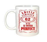 Cana alba personalizata, Editie Limitata 62 ani, INOVATIX&reg;. 330ml