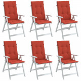 VidaXL Perne scaun spătar &icirc;nalt, 6 buc. melanj roșu 120x50x4 cm textil