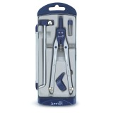 Trusa compas scolar din metal satinat cu 4 accesorii in blister