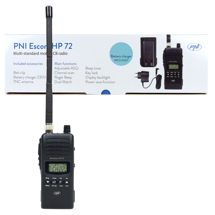 Resigilat : Statie radio CB portabila PNI Escort HP 72 4W, AM-FM, ASQ, Dual Watch,