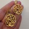 Cercei Floare INOX placati cu aur galben 18k si cristale