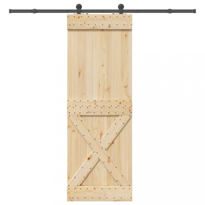 Ușă glisantă cu set de feronerie 80x210 cm, lemn masiv de pin