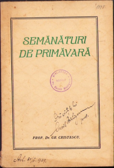 C5516N Semănături de primăvară de Gr Cristescu 1927