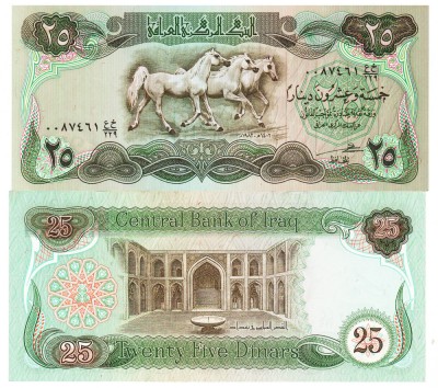 Irak 25 Dinari 1981-1982 P-72 UNC foto