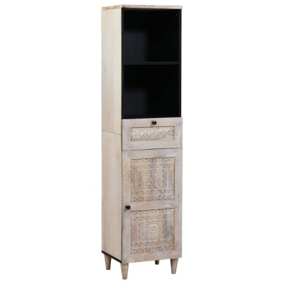vidaXL Dulap de Baie cu ușă Alb 38 x 33.5 x 160 cm Lemn solid de mango 4018138 foto
