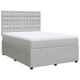 Cumpara ieftin Pat box spring cu saltea, gri deschis, 140x200 cm, catifea