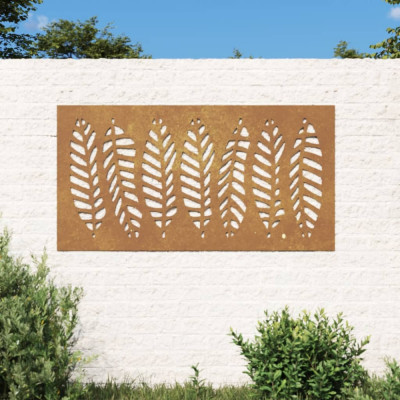 Decoratie perete de gradina 105x55 cm design frunze otel Corten GartenMobel Dekor foto