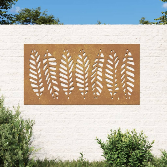 Decoratie perete de gradina 105x55 cm design frunze otel Corten GartenMobel Dekor