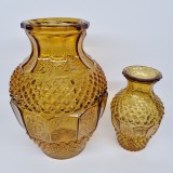 Vaze sticla - (set) - Amber glass - vechi, vintage, chihlimbar