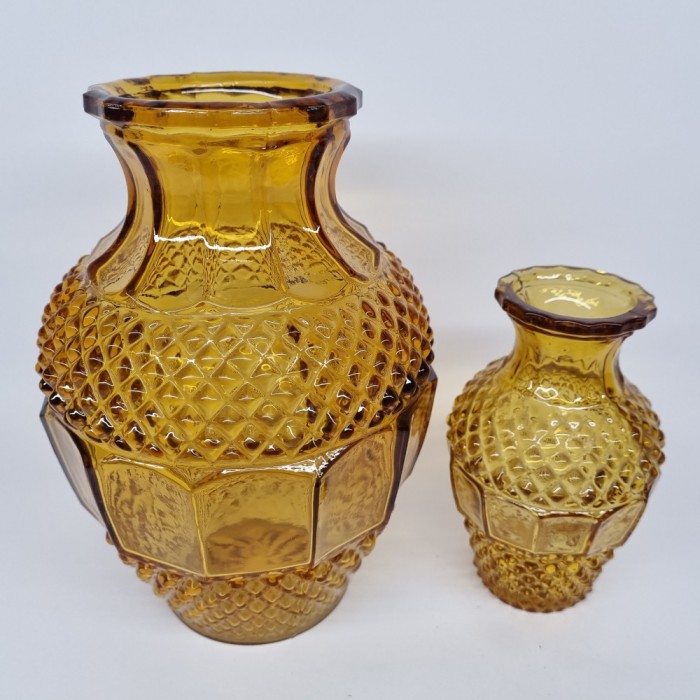 Vaze sticla - (set) - Amber glass - vechi, vintage, chihlimbar