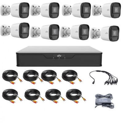 Kit supraveghere cu 8 camere 5 Megapixeli, Infrarosu 20m,Lentila 2.8mm, XVR 8 canale, accesorii, Uniview SafetyGuard Surveillance foto