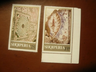 2 Timbre Albania 1970 - Mozaic Istoric , val. 25 si 1,2 q foto