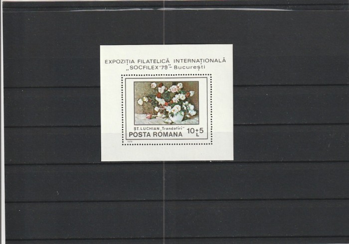 1979 LP 987 EXPOZITIA INTERNATIONALA SOCFILEX BUCURESTI COLITA MNH NESTAMPILATA