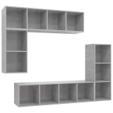 Cumpara ieftin Set dulap TV, 4 piese, gri beton, lemn prelucrat